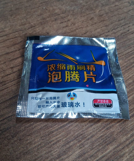 Detailed view of car wiper detergent tablets and instructions