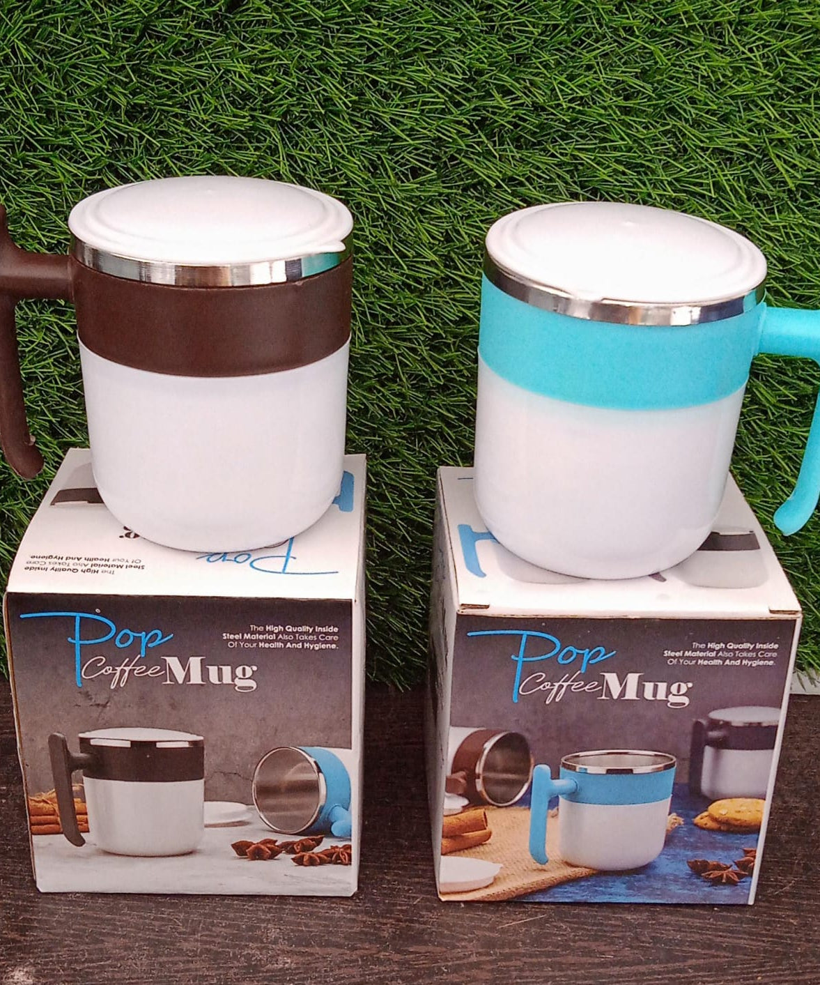 Stainless Steel Insulated Coffee/Tea Mug with Lid – Double Wall Hot Beverage Travel Cup, Milk Mug for Office & Home Use (1 Pc)