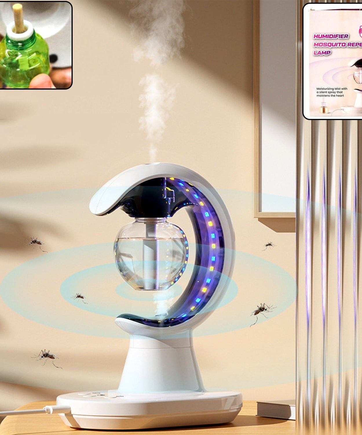 3-in-1 LED Lamp with Humidifier and Mosquito Repellent (1 Pc)