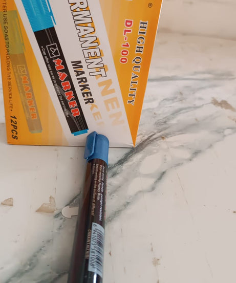 Premium Permanent Blue Marker Pen Set (12 Pc)