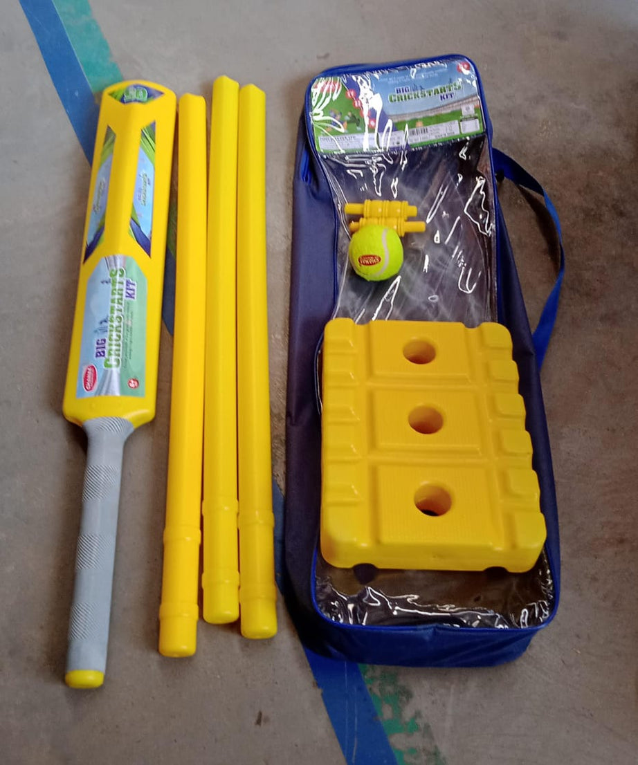 Big Cricket Kit, Cricket Set with 1 Cricket Bat, 1 Rubber Ball, Bails, 3 Stumps with Stand Base