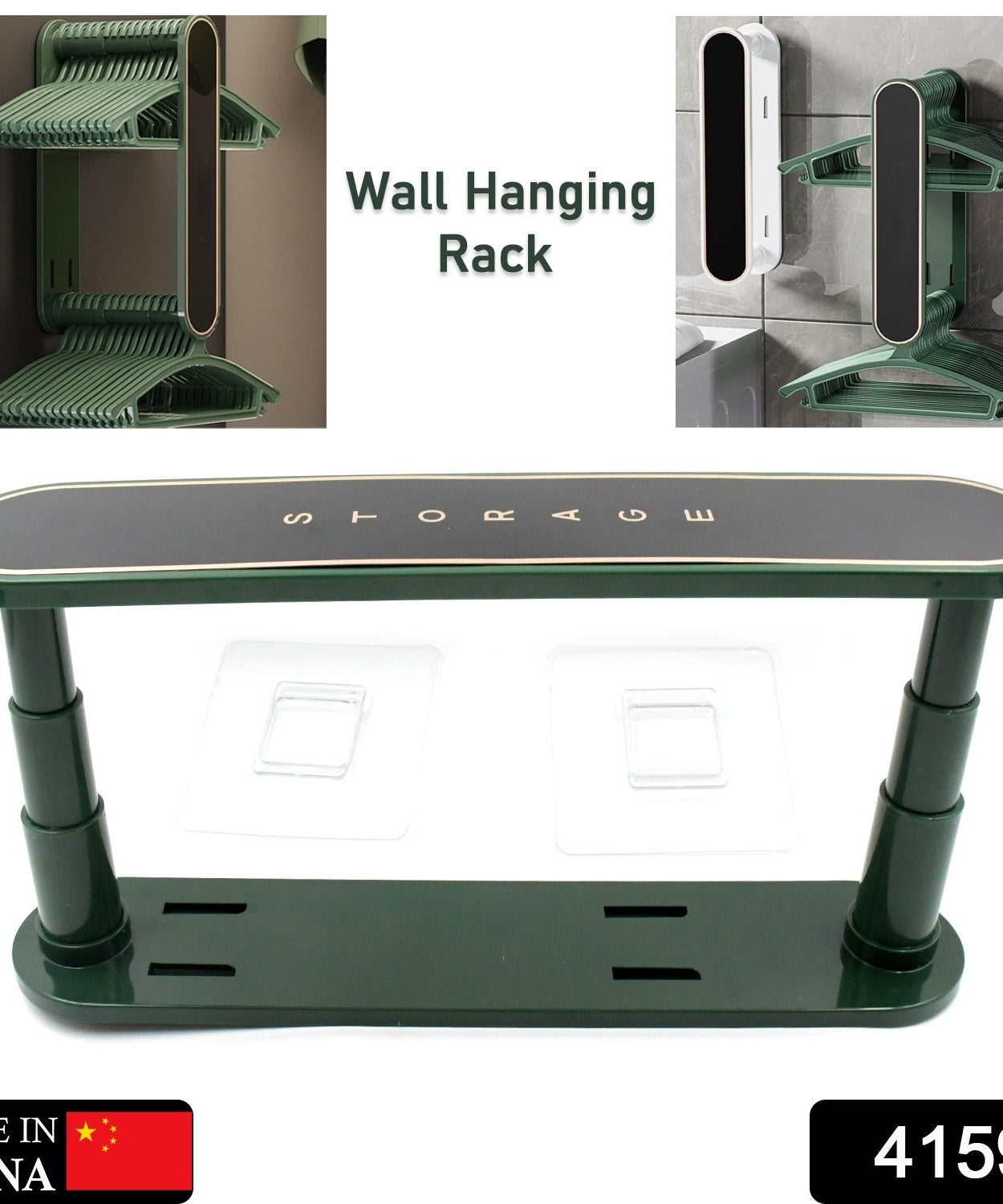 Wall-mounted hanger organizer for easy clothes storage.