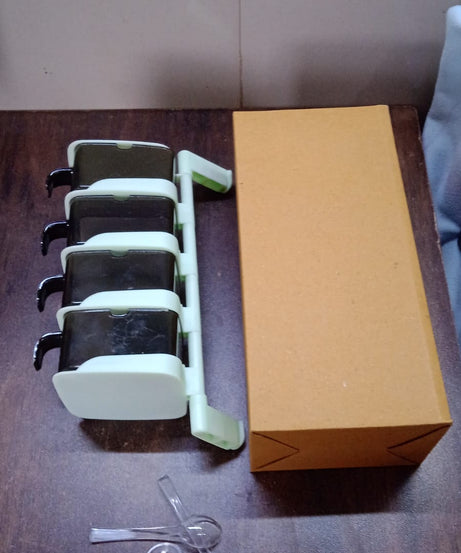 Rotating Spice Jars Vertical Rotatable Seasoning Box 5 Section / Tier With 5 Spoon (1 Set)