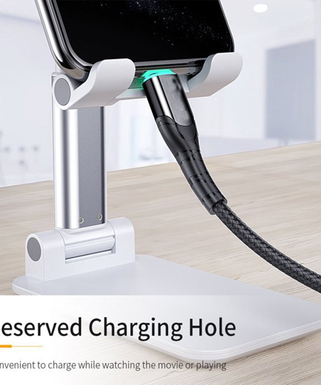 Adjustable phone stand with mirror