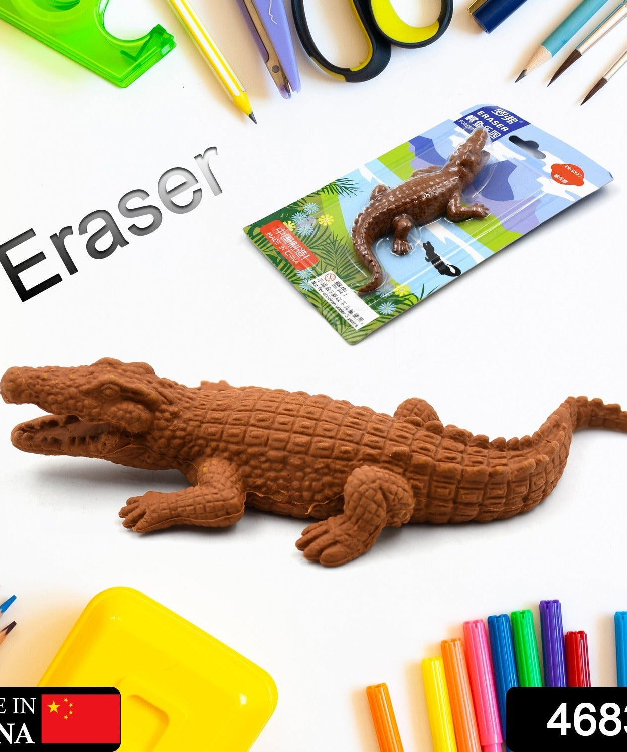 3D crocodile-shaped erasers, fun mini eraser toys for kids