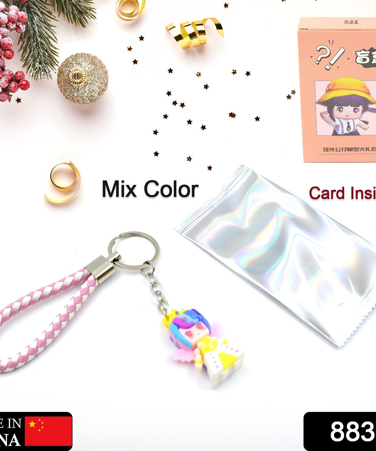 Cute Keychain With Card Gift - Keychain Accessories Key Chain Backpack Charms Car Keys Keychain for Kids Girls, Unicorn Toy and Charm Key- Chain for Bag  / Door Key- Ring / car Key- Ring / Party Favor (Mix Color & Design 1 Pc )