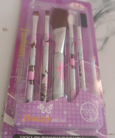 Floral Makeup Brush Set for Eyes, Lips, and Face (5 Pc)