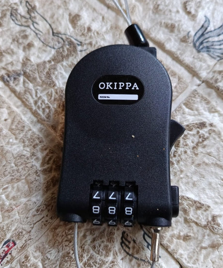 Multifunctional cable lock with number code for travel, sports Etc. Retractable Wire Lock,Wire Black Shell Combination Password.