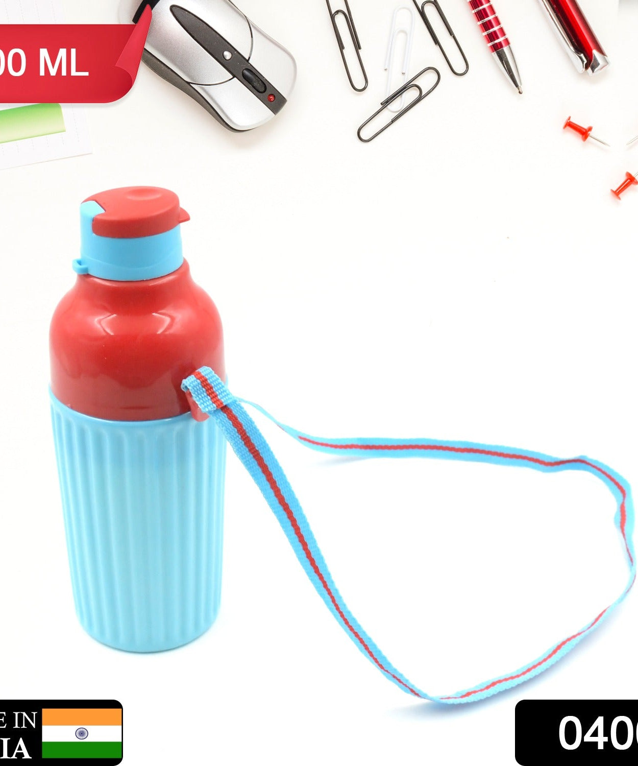 Insulated water bottle with strap for easy carrying