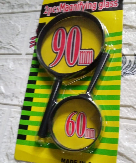Magnifying glass Lens - reading aid made of glass - real glass magnifying glass that can be used on both sides - glass breakage-proof magnifying glass, Protect Eyes, 90mm & 60mm (2pc Set)