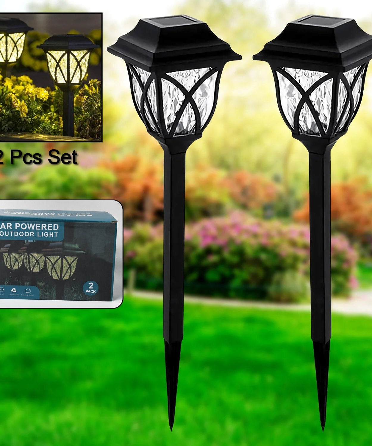 Solar Garden Lights LED Outdoor Stake Spotlight Fixture for Garden Light (Pack of 2pc )