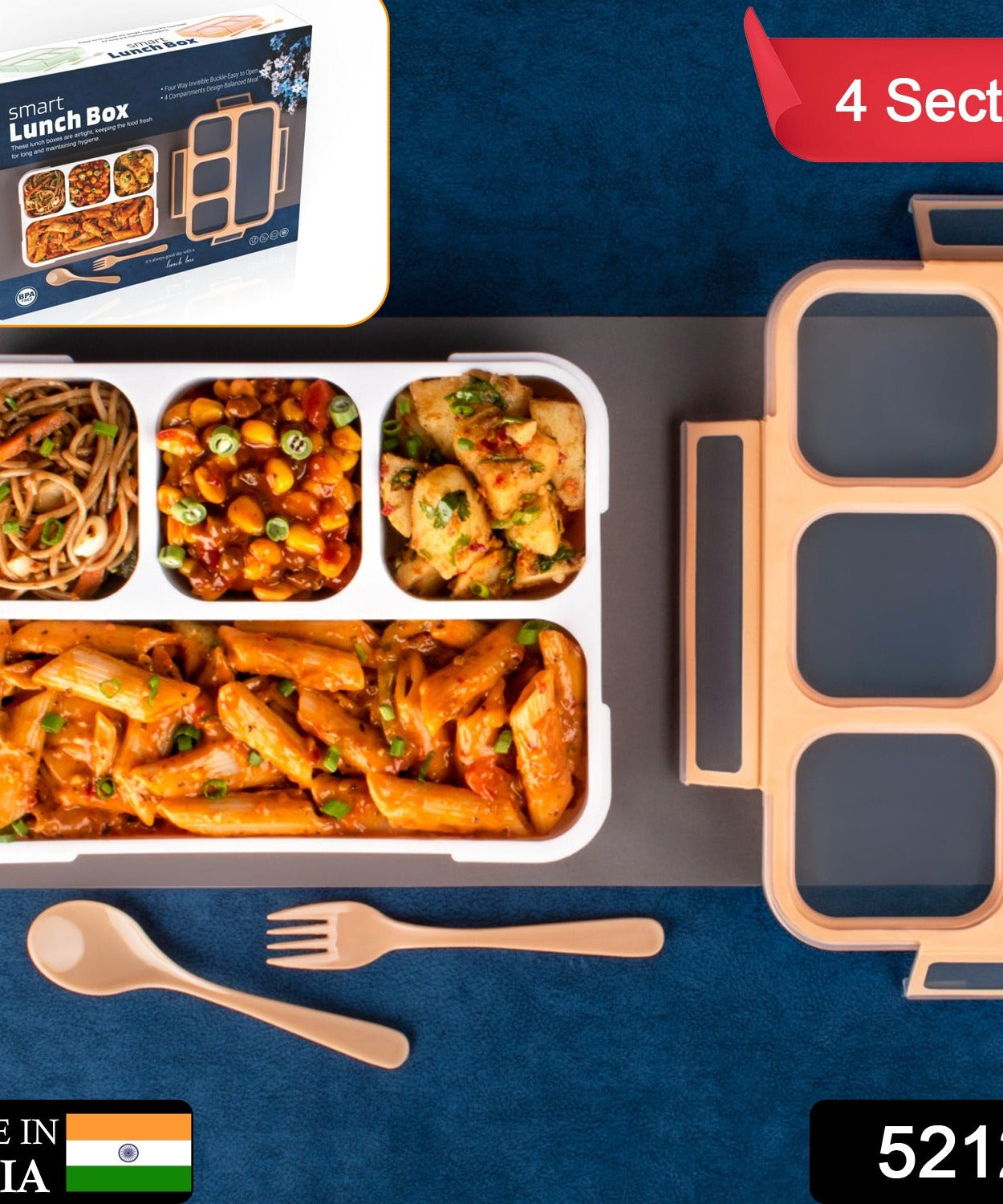 Four-section lunch box with lid