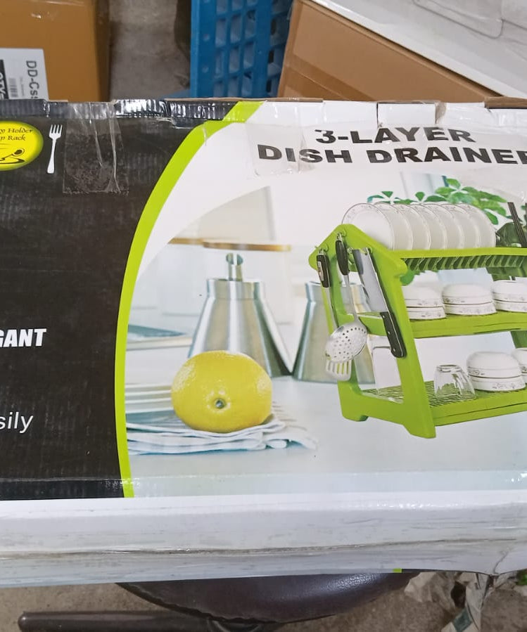 3-tier dish drying rack for plates and glasses