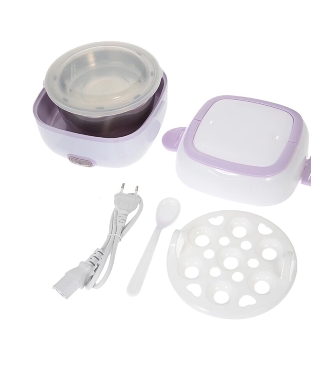 Electric Lunch Box Portable Food Warmer Food Heating Lunch Box Removable Food-Grade Stainless Steel Compartments, 220V 200W, for Car, Truck, office 