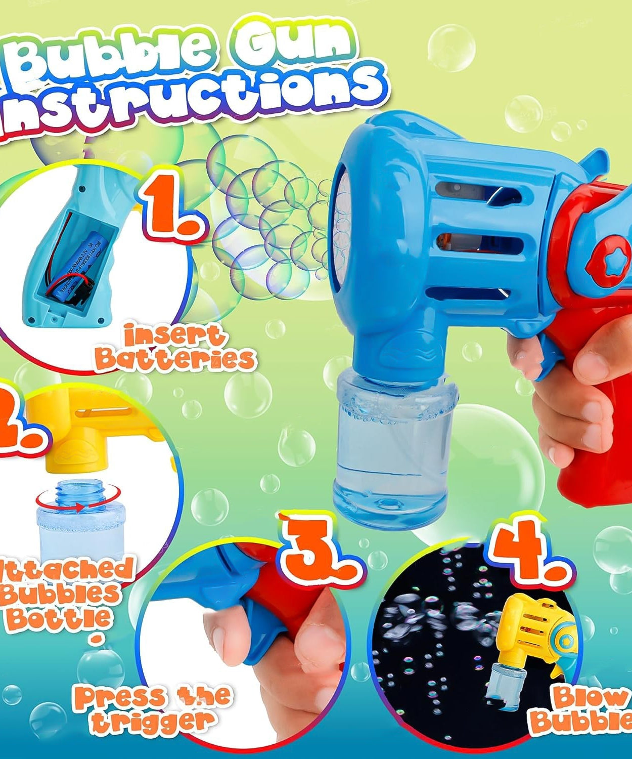 Rechargeable Bubble Gun Toy for Kids (1 Set)