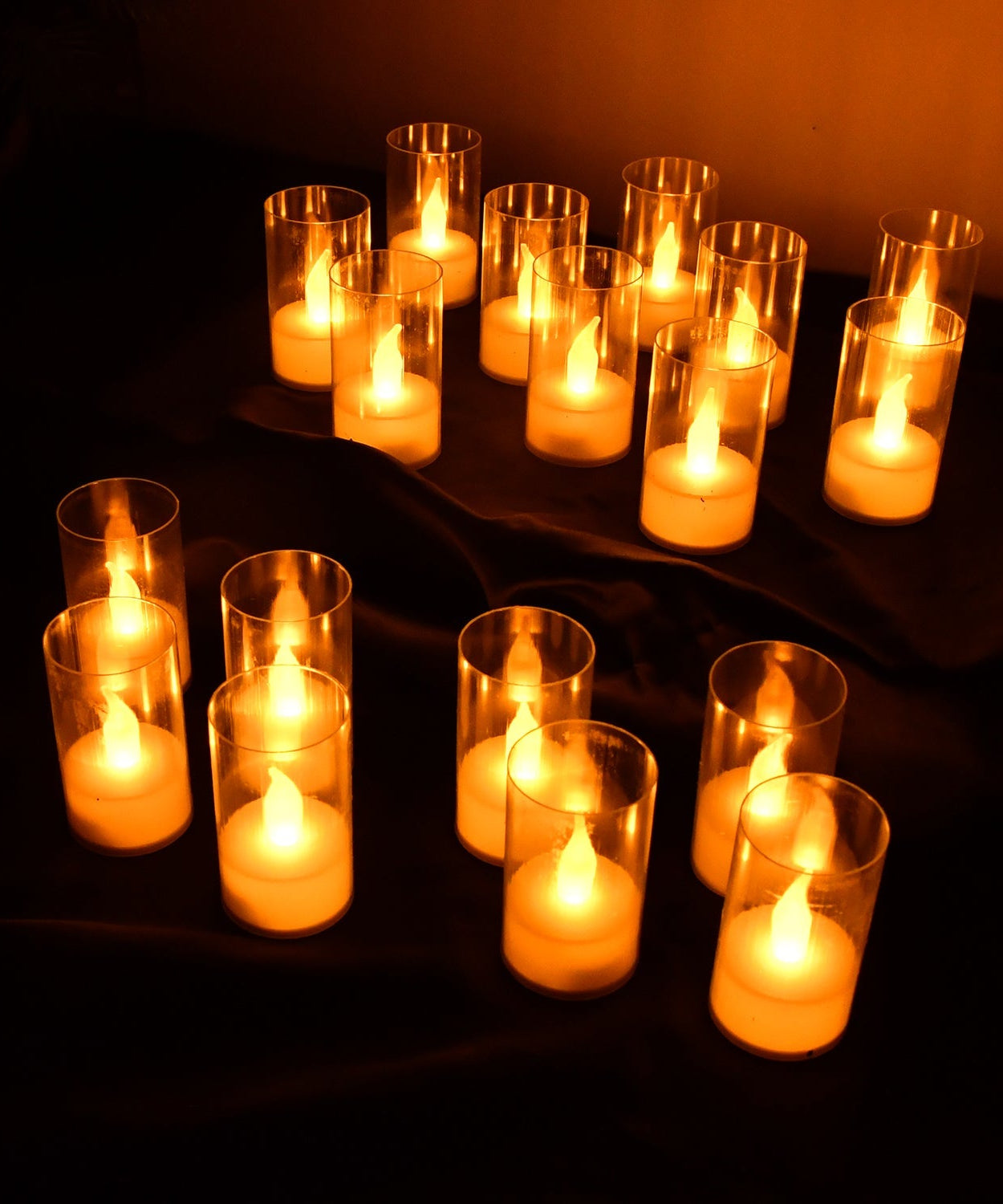 Flameless Candles with Transparent plastic Covers Set of 24 Pcs LED