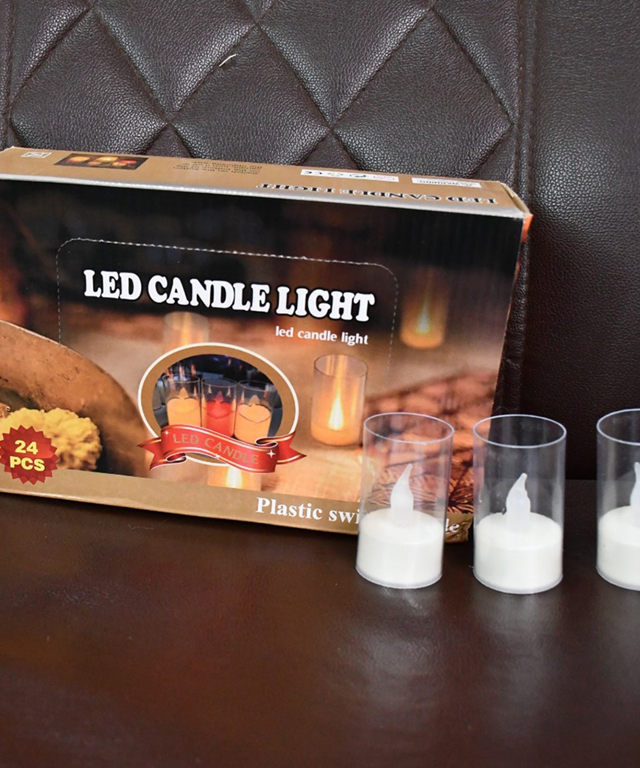 Flameless Candles with Transparent plastic Covers Set of 24 Pcs LED