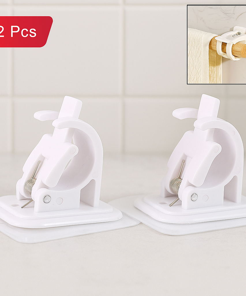 Curtain Rod Holder, Self Adhesive Hooks (2 Pcs Set)