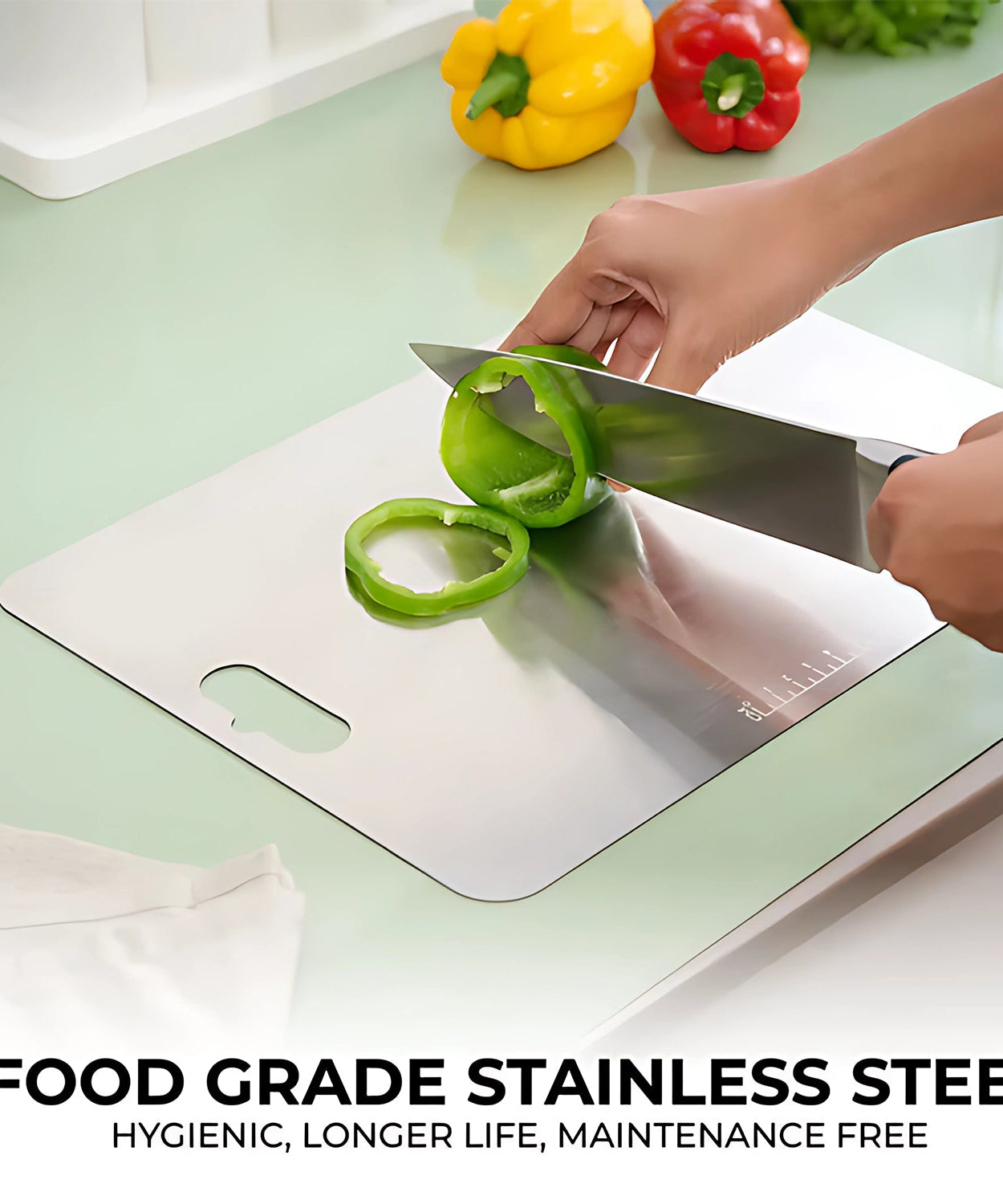 Stainless Steel Vegetable & Fruit Cutting Chopping Board (31×20 Cm / 1 Pc)