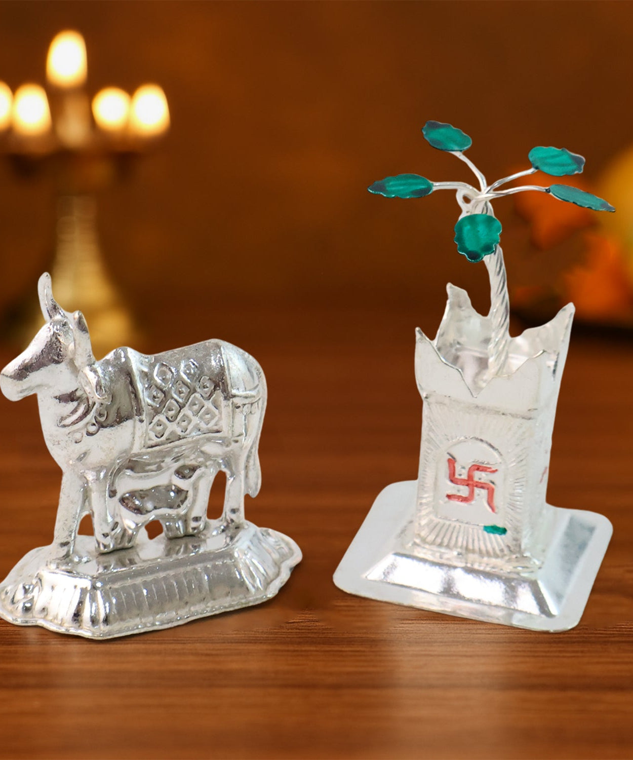 Silver-Plated Kamdhenu Cow 