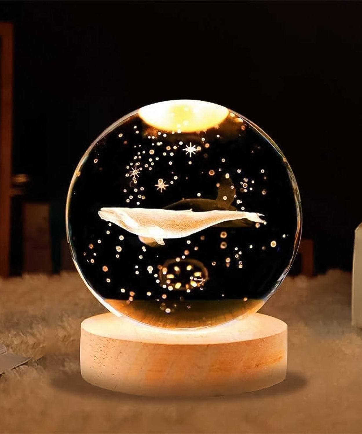 Fish 3D Crystal Ball lamps With Base (1 Pc)