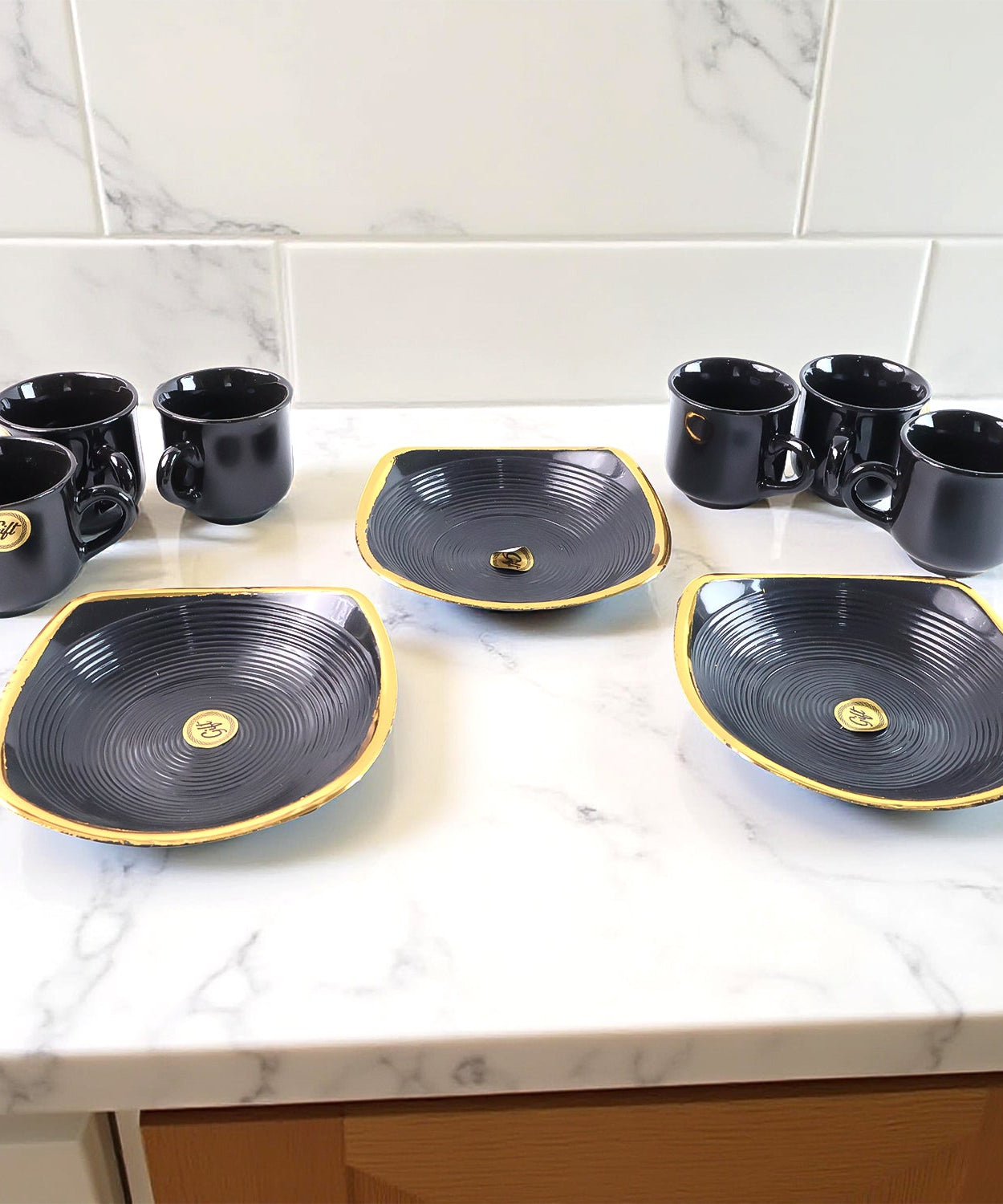 Sweet Buzz 9-Piece Seashell Ceramic Cup Set – Ideal for Home & Gifts