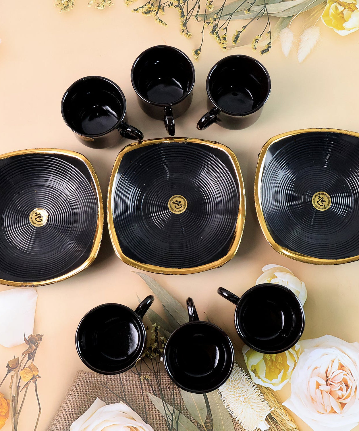 Sweet Buzz 9-Piece Seashell Ceramic Cup Set – Ideal for Home & Gifts