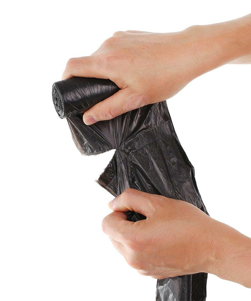 Black trash bag (17 x 19 inches) for small waste disposal.