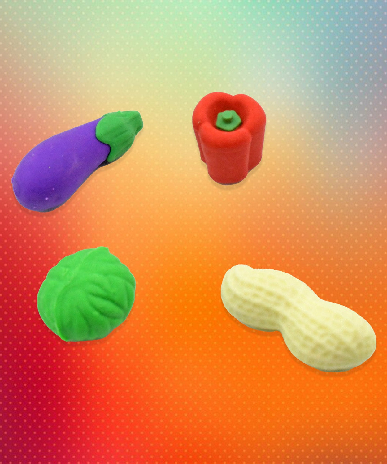 Mini vegetable and fruit erasers for kids