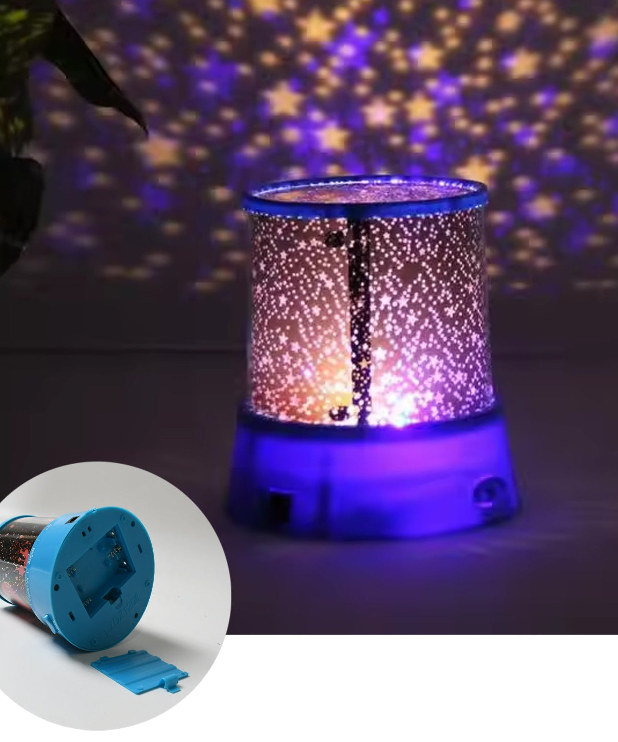LED Projector Night Light Amazing Lamp, 3 Battery operated lamps, Rotation With the music Function, Master for Kids Bedroom Home Decoration Night Romantic Gift (Battery Not Included / 1 pc)