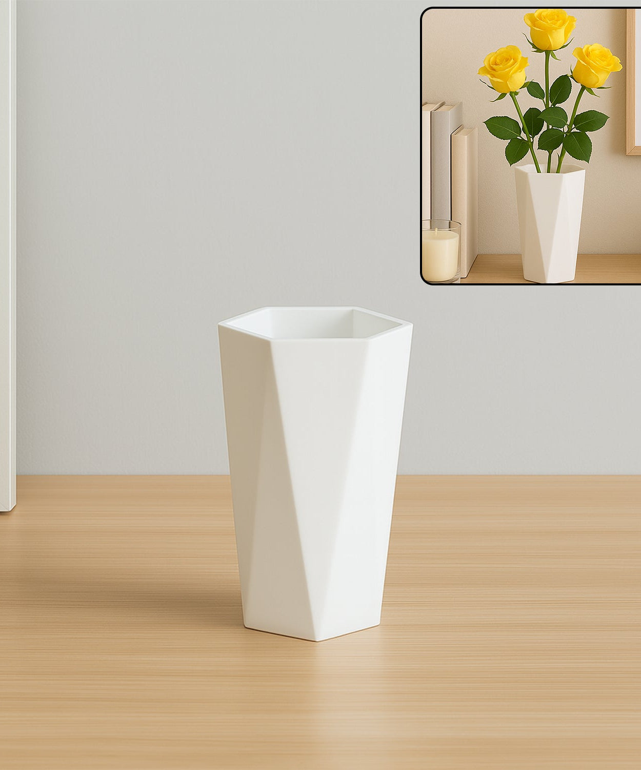 Modern Hexagon Design Plastic Flower Vase