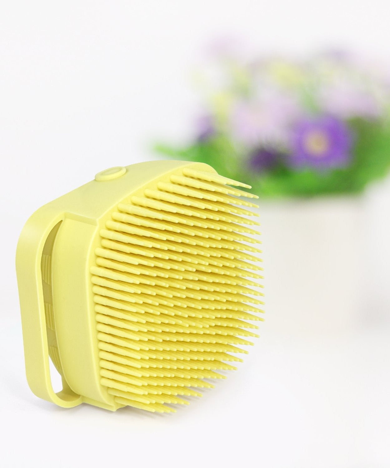 Silicone body brush with built-in shampoo dispenser
