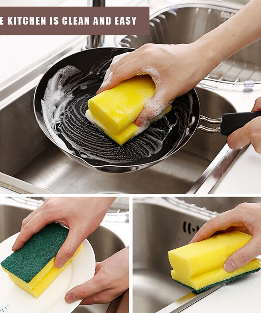 Dual-sided scrub sponge, 2 in 1, for kitchen and sink