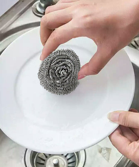 Stainless steel ball scrubber for tough kitchen cleaning