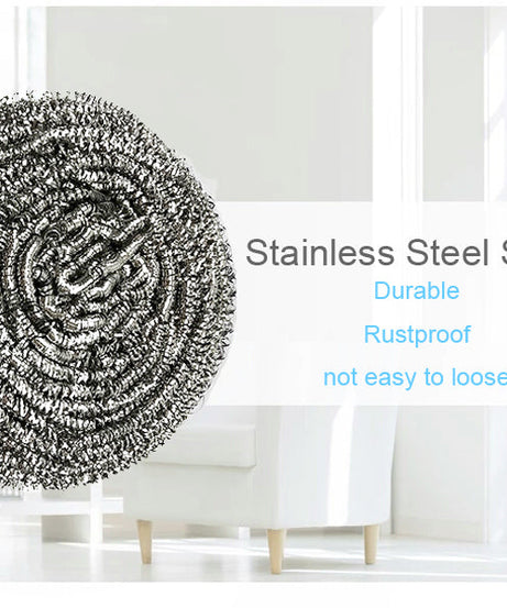 Round shape steel scrubber, stainless, for tough stains