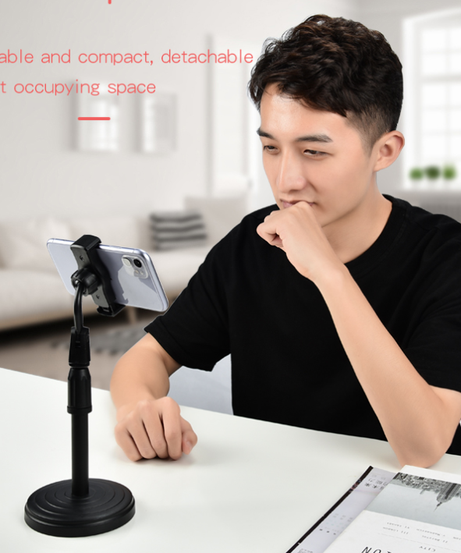 Adjustable mobile phone stand, suitable for desktop use, sturdy and height adjustable.