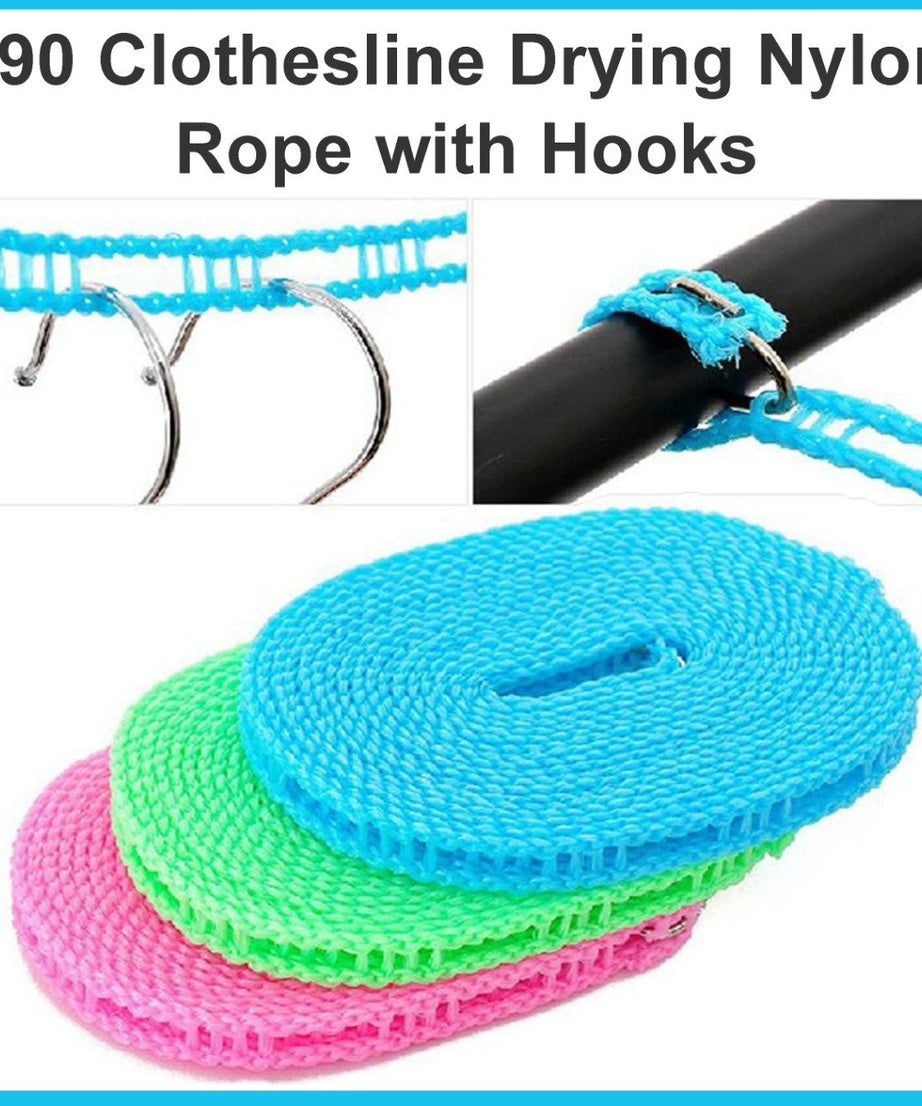Clothesline Drying Nylon Rope with Hooks