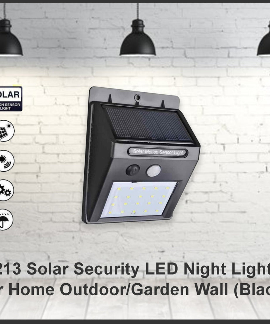 Outdoor solar security light with LED.