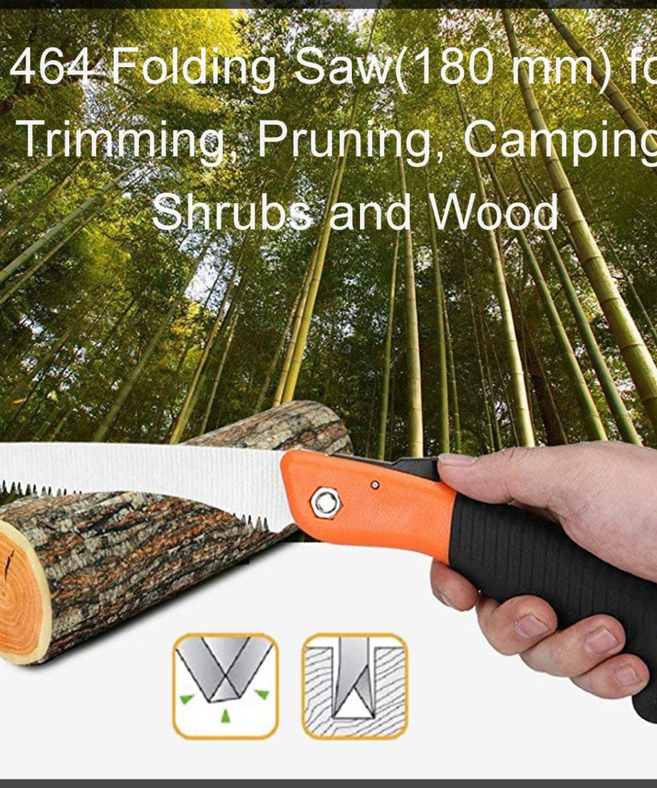 Multi-use folding saw for camping and shrubs.