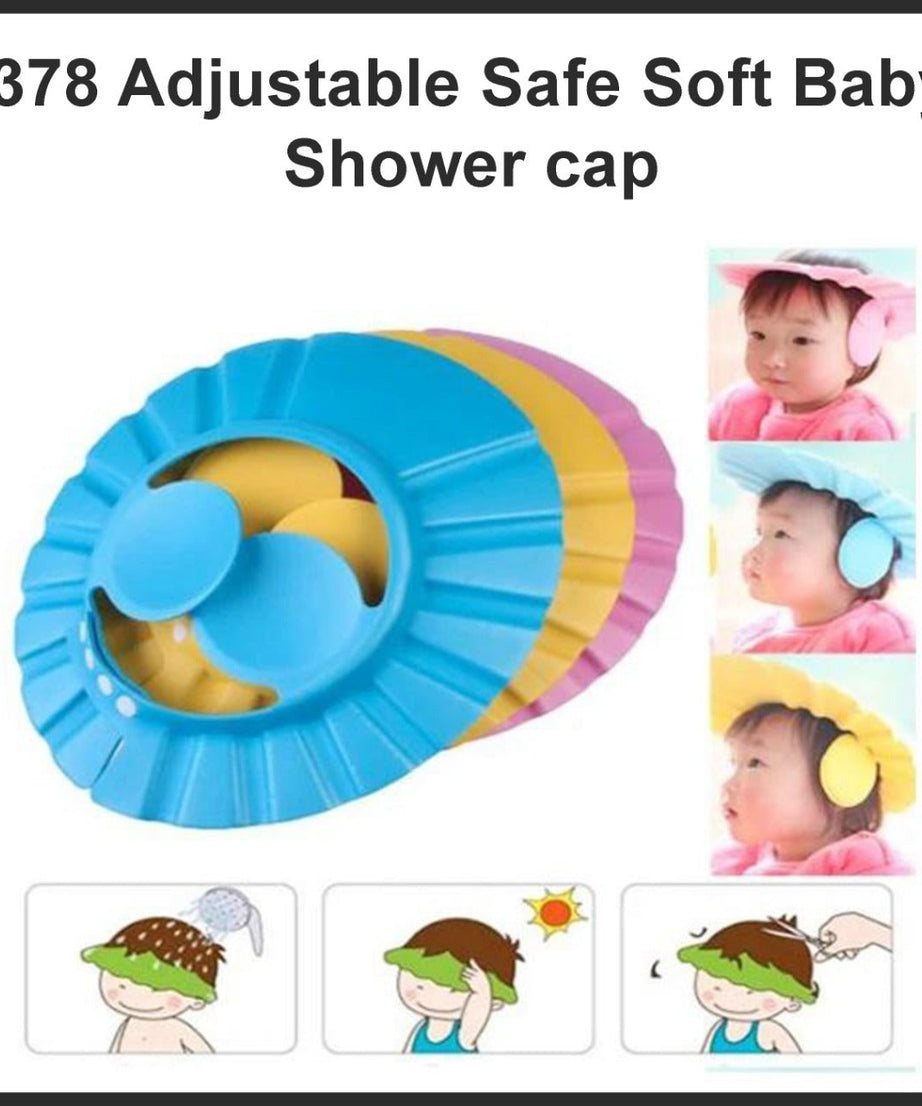 Safe baby shower cap with adjustable feature.