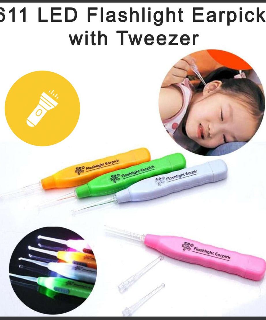 LED Flashlight Earpick with Tweezer