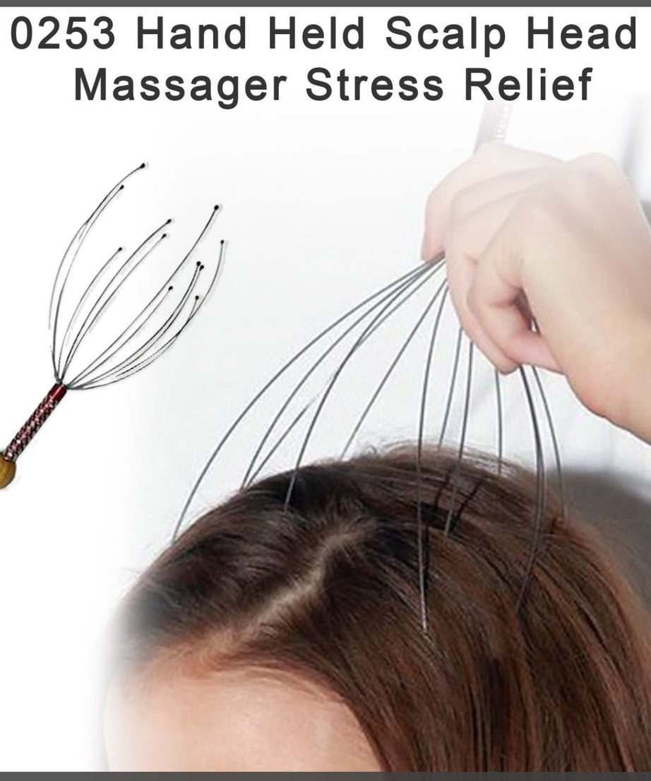 Stress relief head massager for scalp, handheld and easy to use.