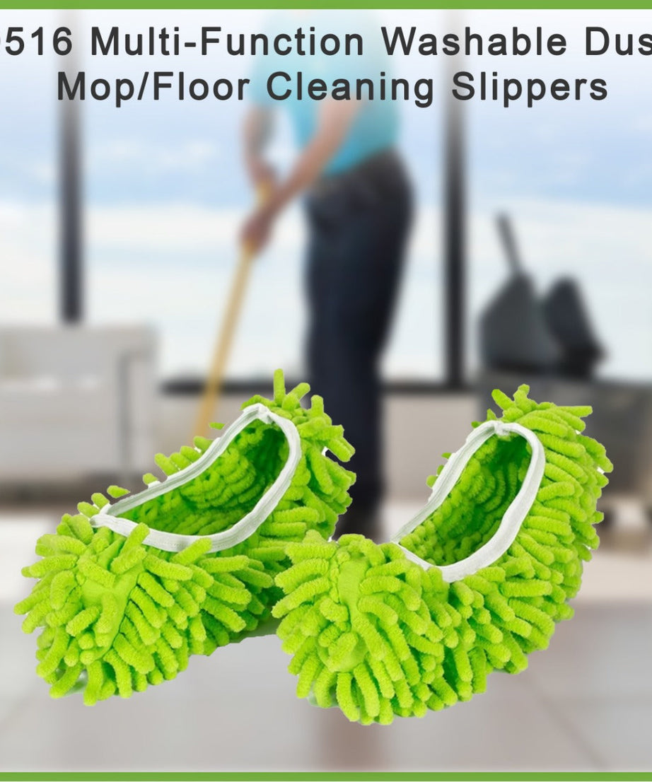Floor cleaning slippers with mop features, washable and convenient.