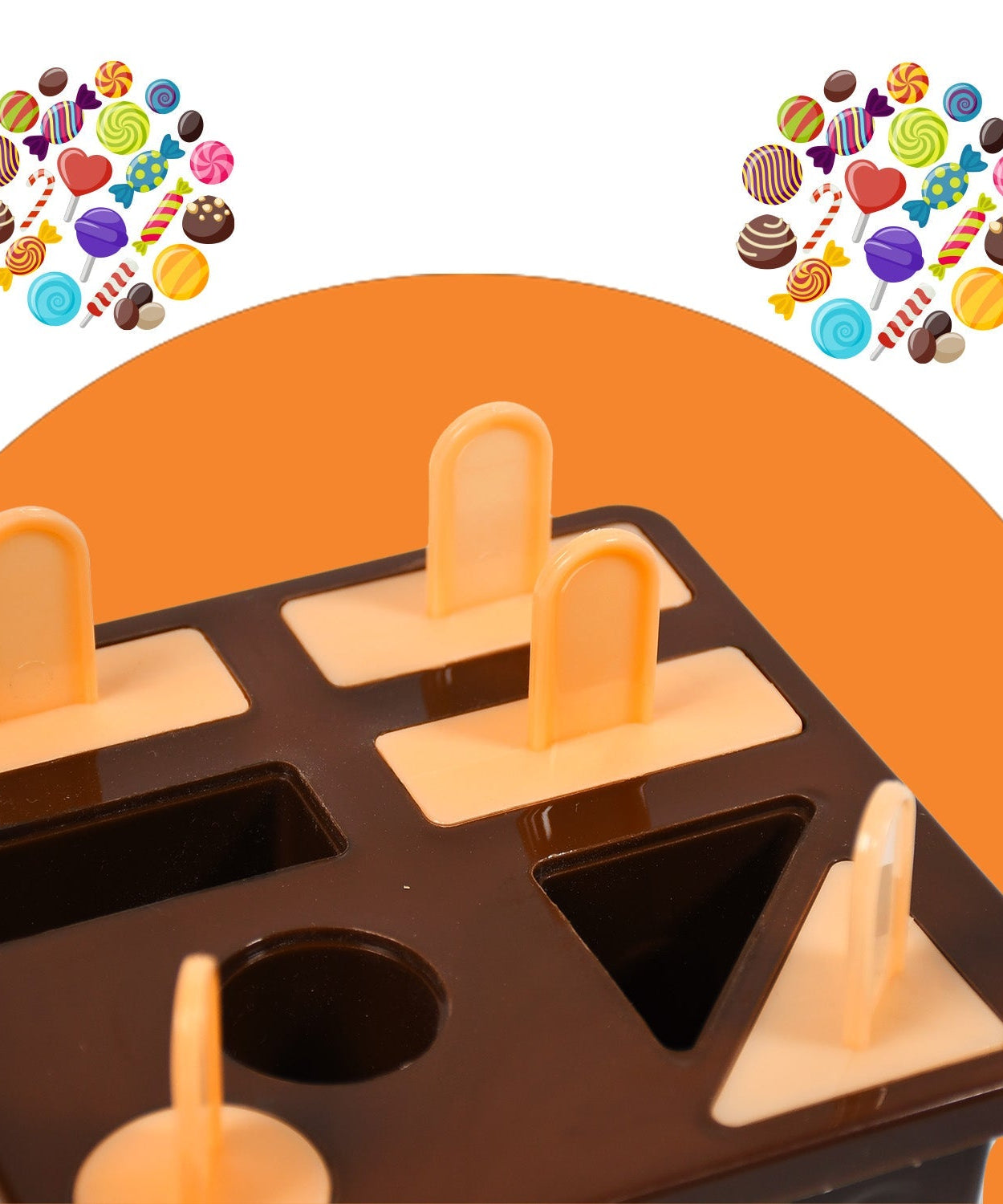 Ice cream mold with pink kulfi sticks