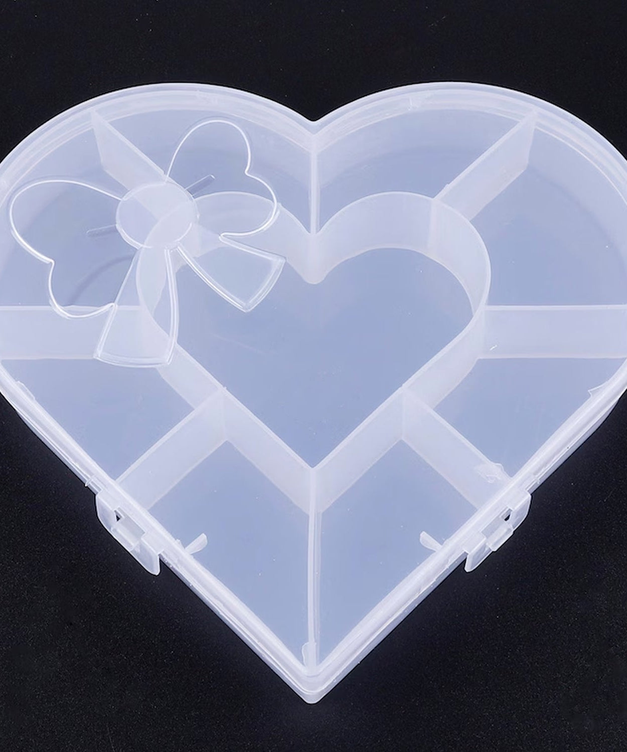 Heart-Shaped Plastic Bead Storage Organizer Box (1 Pc)