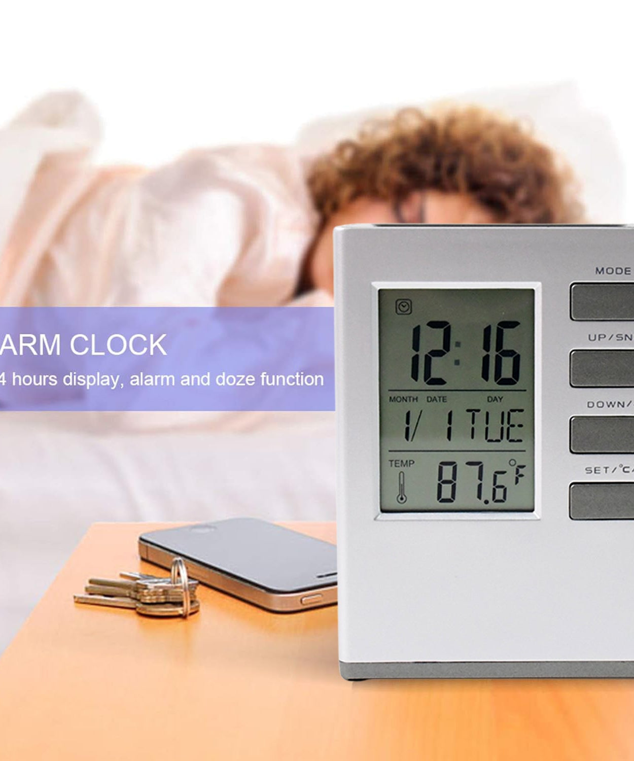 Multifunction Cube Digital Desk Clock with Pen Holder (1 Pc)