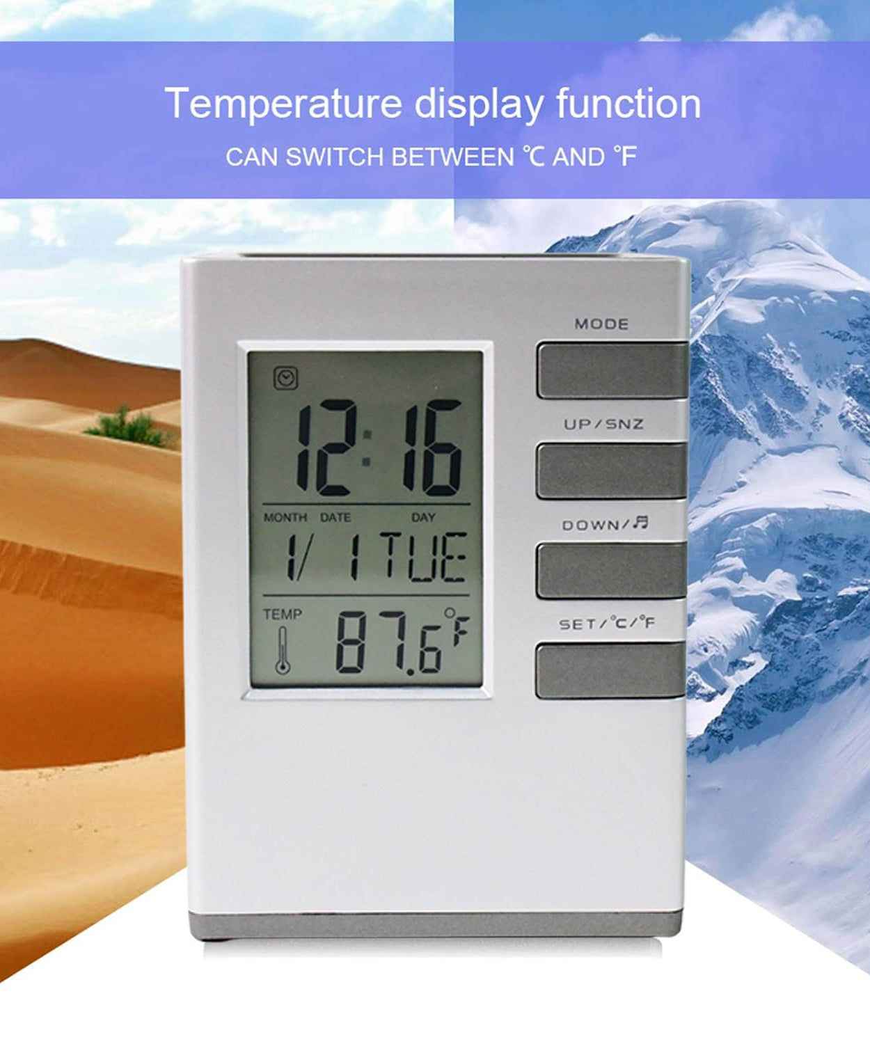 Multifunction Cube Digital Desk Clock with Pen Holder (1 Pc)