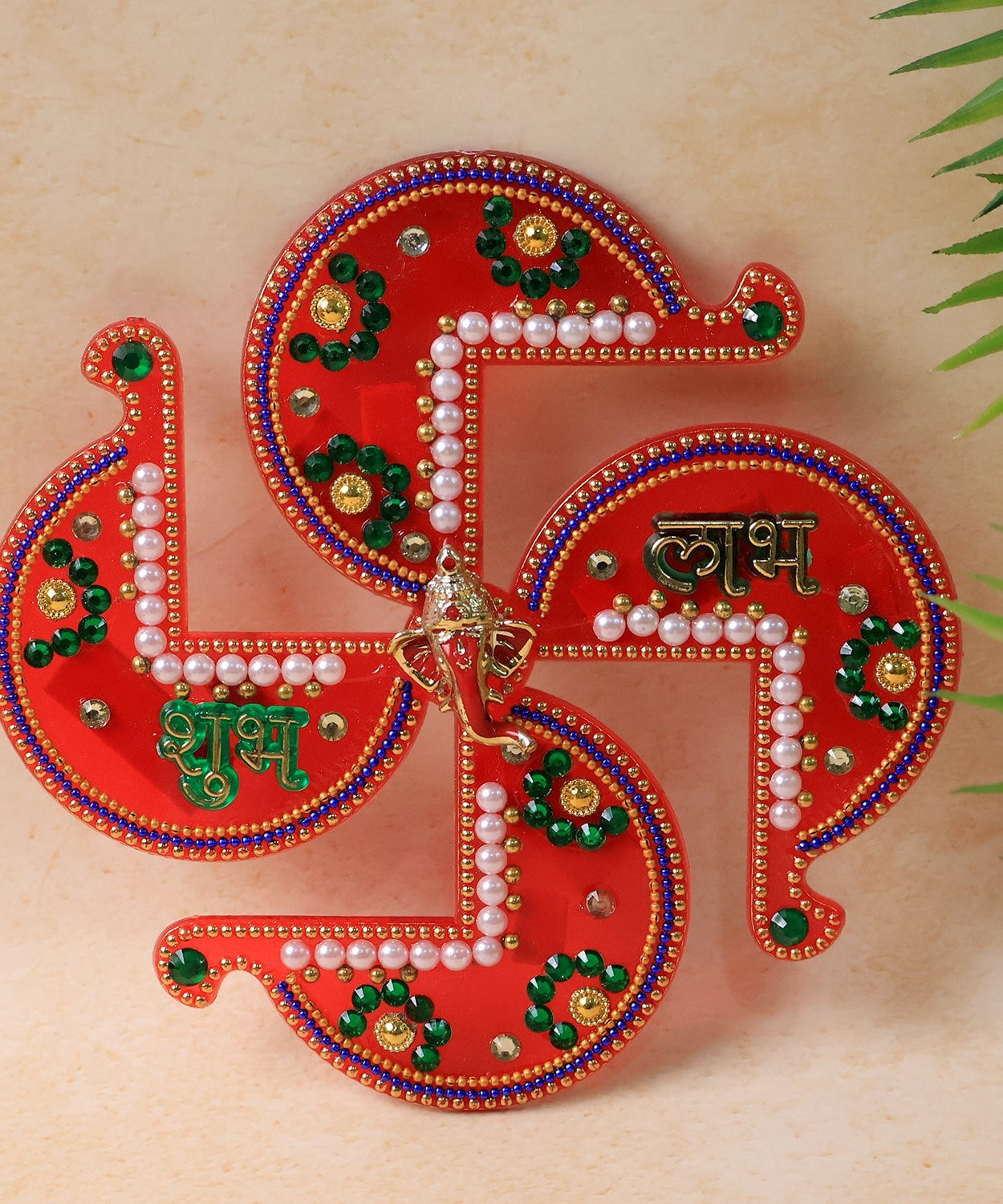 Golden Swastik Shubh Labh Wall Hanging