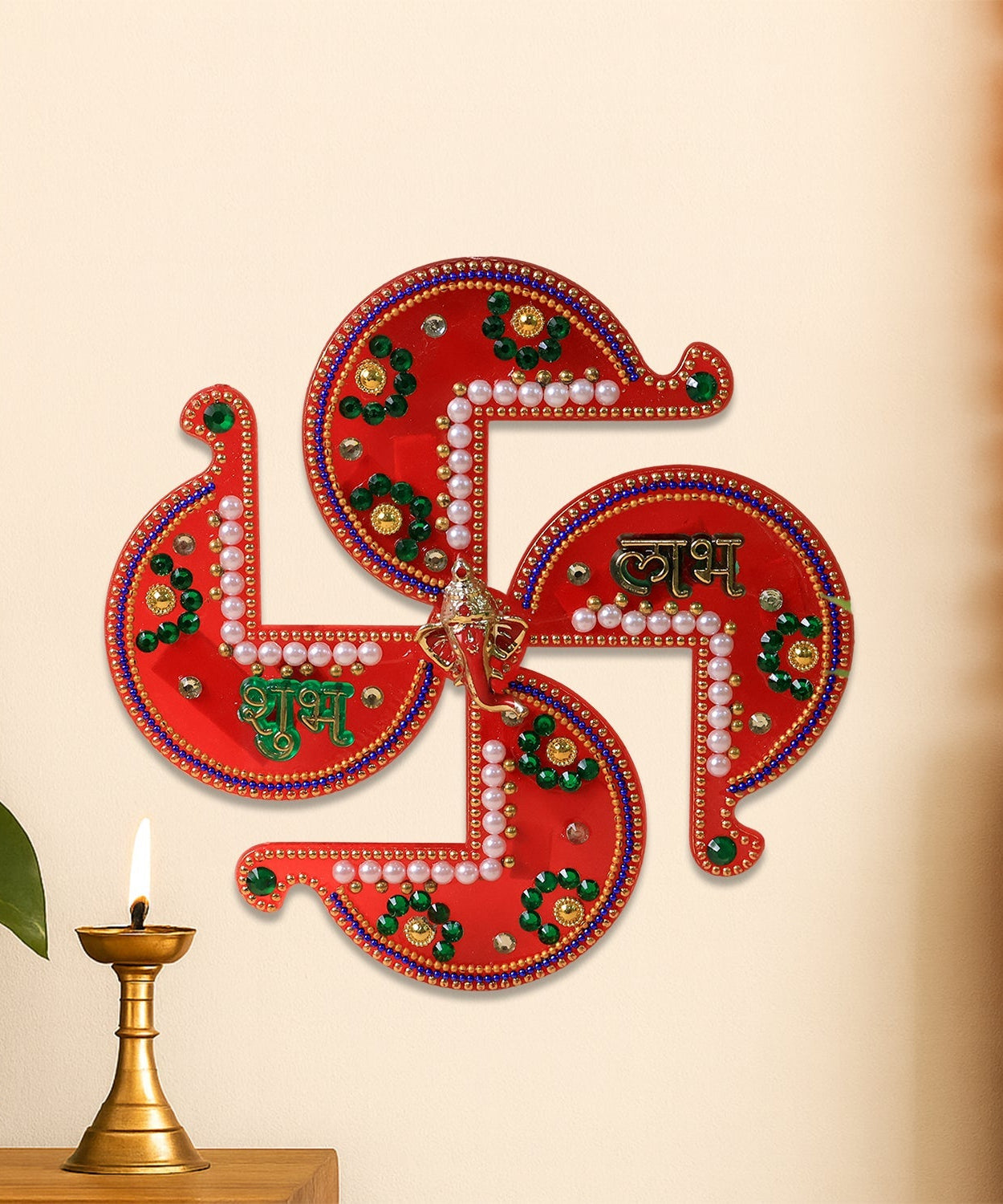 Golden Shubh Labh Swastik Wall Hanging