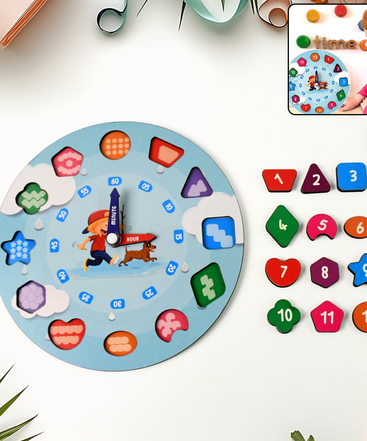 Aditi Wooden Educational Learning Clock Toy with Movable Hands
